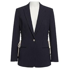 Veronica Beard Navy / White Stripe Taylor Lace Up Side Blazer Navy blue