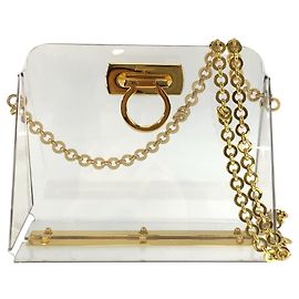 Borsa a spalla Salvatore Ferragamo Gancini con hardware dorato trasparente Altro