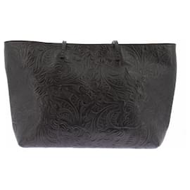 Fendi Black Patterned Leather Handbag Black