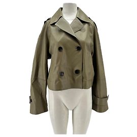 Massimo Dutti Kaki Lederjacke Khaki