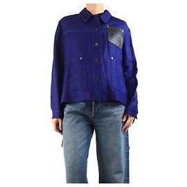 Loewe Leinenmischjacke mit Anagram-Patch in Blau - Größe UK 10 Blau