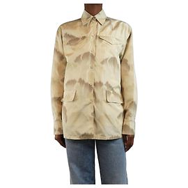 Prada Neutral silk printed shacket - size UK 6 Other