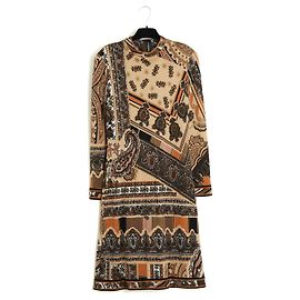 Leonard circa 1990 Vestido de Lã Boteh FR38 UK10 US8 Multicor
