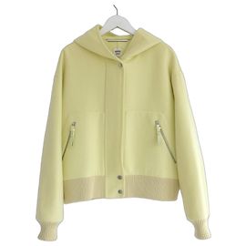 Veste à capuche en cachemire double face jaune acide Hermès Jaune