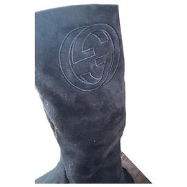 Black suede high boots Gucci Black