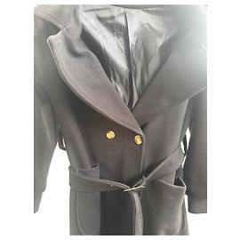 Autre Marque KIKISIX schwarzer Wollmantel mit Gürtel Schwarz