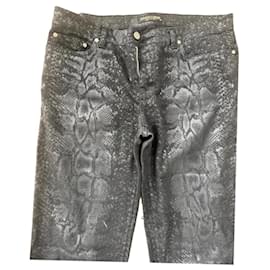 Roberto Cavalli Denim pants with python print Black