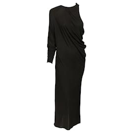 Robe drapée à une manche Versace Noir