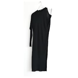 knee length dresses for ladies Versace Contrast-Collar Silk Cady Bustier Gown, female, Black, 42 main image 1