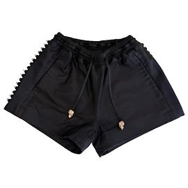 Philipp Plein Leather Shorts Black Black