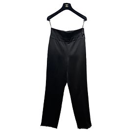 Schwarze Chanel-Fransenhose Schwarz