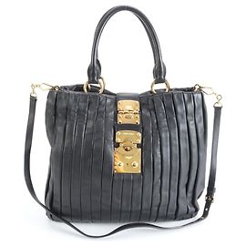 Borsa tote in pelle Miu Miu nera Nero