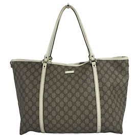 Gucci 197954 GG Supreme Logo Tote Bag Weiß Beige