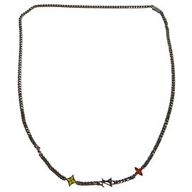 Louis Vuitton Monogram Low Long Necklace Chain Silvery Multiple colors