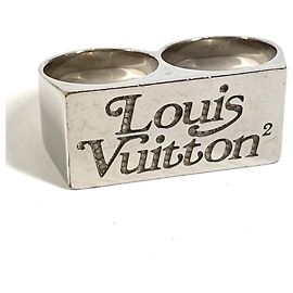 Louis Vuitton Silberring Doppelt Quadrat LV Strass Accessoire Silber