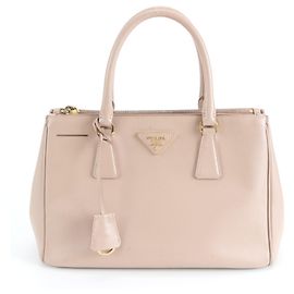 Bolsa tote Galleria em couro Saffiano com logo triangular Prada Rosa