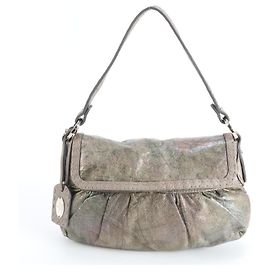 Bolsa de couro cinza Fendi Selleria Marrom