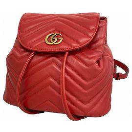 Sac à dos en cuir Gucci GG Marmont rouge Rouge