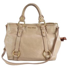 Borsa a spalla in pelle Miu Miu beige Beige