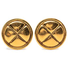 Orecchini rotondi a clip in oro placcato trapuntato Chanel D'oro
