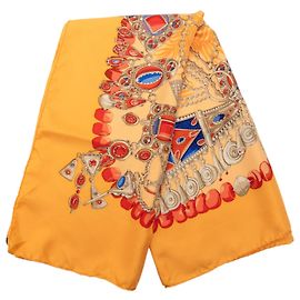 Hermès Yellow Terres Precieuses Silk Scarf 90 Yellow Mustard