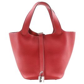 Hermès Picotin Lock 18 en Cuir Clémence Rouge Rouge