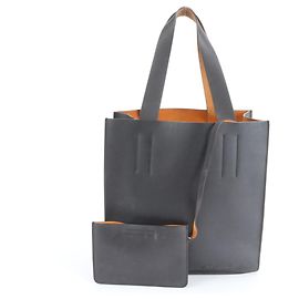 Borsa Tote in Pelle Miu Miu Nero Arancione