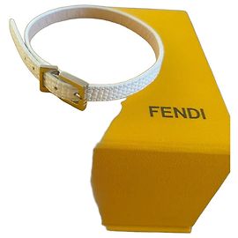 Pulseira Fendi em Couro Branco Branco