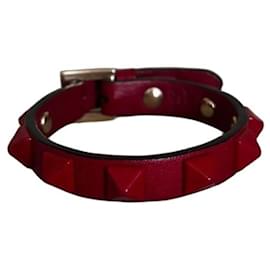 Valentino Garavani Rockstud Armband aus rotem Leder Rot