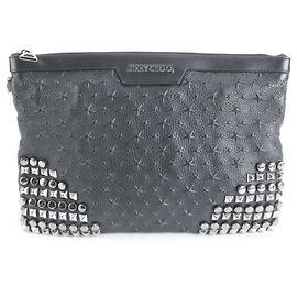 Clutch in pelle con borchie a stella Jimmy Choo per uomini Nero