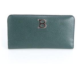 Carteira longa de couro com logo B da Bally Verde