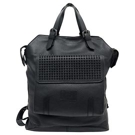 CHRISTIAN LOUBOUTIN SPIKE BLACK GRAINED LEATHER BACKPACK Black