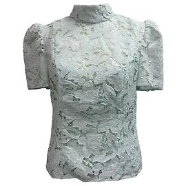 Zimmermann Natura Hochkragen-Spitzenbluse aus Mintgrünem Polyester Grün