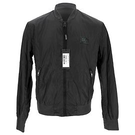 Schwarze Polyamid Bomberjacke mit Dolce & Gabbana Logo-Patch Schwarz