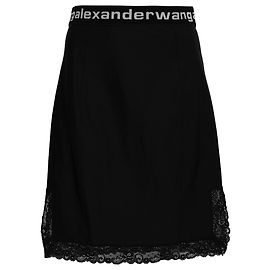 Alexander Wang Falda de poliamida negra con borde de encaje T de Alexander Negro
