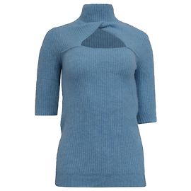 Feinstrick-Pullover aus hellblauer Wolle mit Ausschnitten von Ganni Blau Hellblau