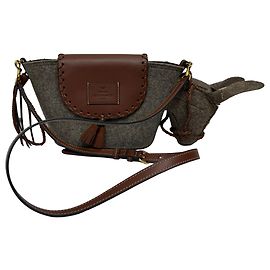 Bolsa transversal de feltro de burro Anya Hindmarch em lã marrom Marrom Vermelho