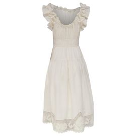 Abito Midi Leona in Lino Bianco Ulla Johnson Bianco Crudo