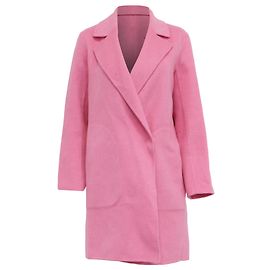 Theory Double-Breasted Coat in Pink Wool Pink
