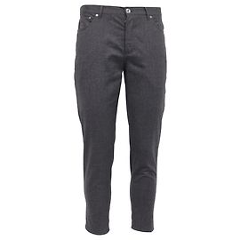 Brunello Cucinelli Pinstripe Cropped Trousers in Grey Wool Grey