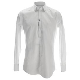 Dolce & Gabbana GOLD Button-Down Long Sleeve Shirt in White Cotton White Cream