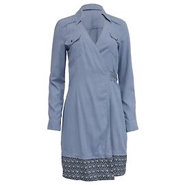 Diane von Furstenberg Savion Collared Chambray Wrap Dress in Light Blue Rayon Blue Light blue