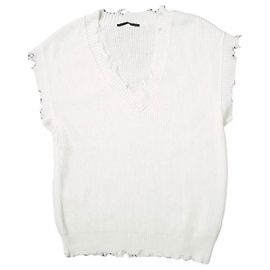 Autre Marque AP STUDIO Damage Knit Cotton Vest White
