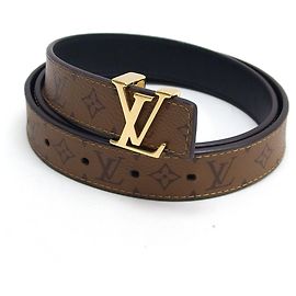 Cintura LV Initial Monogram Reverse Louis Vuitton Marrone Nero Marrone scuro