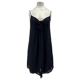 L'Agence Schwarzes Kleid mit Seidenblume Schwarz