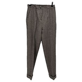 Autre Marque Calça de lã xadrez Marrom