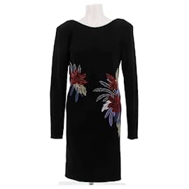 Balmain Robe noire à dos nu brodée Noir