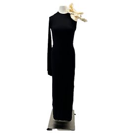 Autre Marque Robe longue noir avec fleur Black