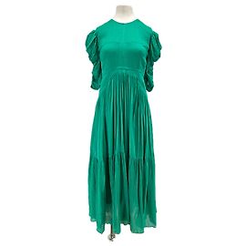 Isabel Marant Vestido largo verde de algodón y seda Verde