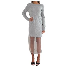 Maison Martin Margiela Grey Wool and Tulle Dress Grey